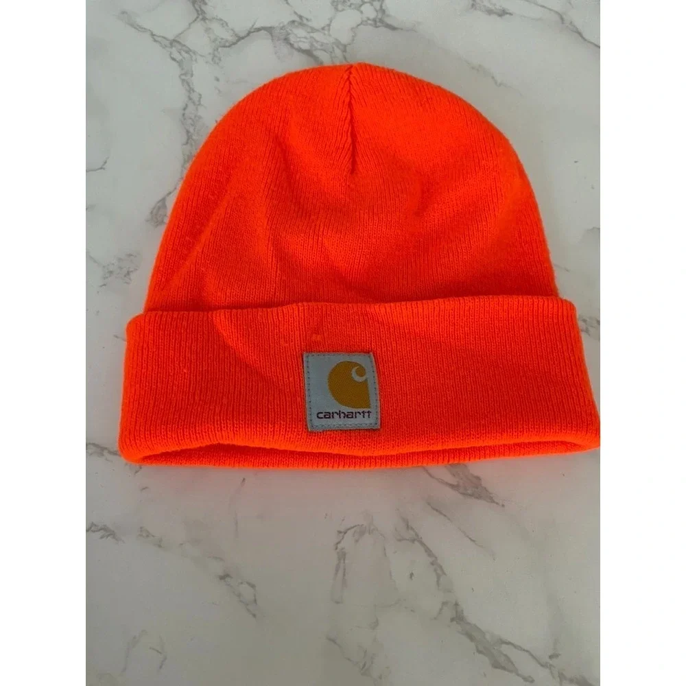 Carhartt Youth Kids Beanie Winter Hat Bright Orange Made In USA